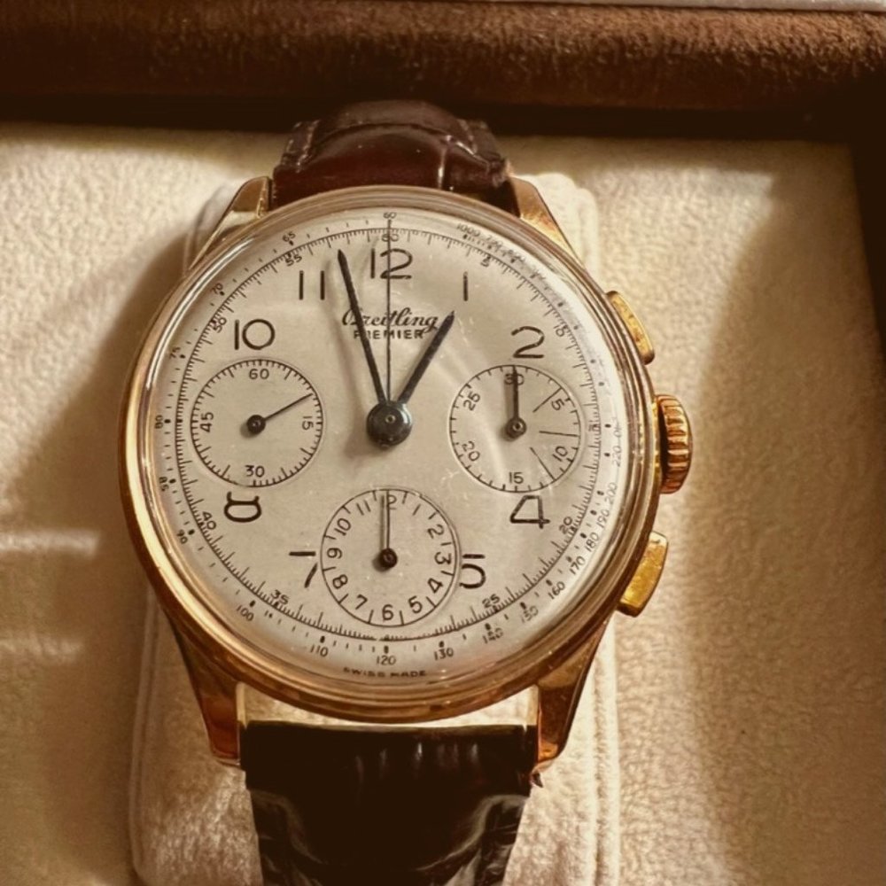 SOLD Vintage 1942 Breitling Premier Chronograph  787 18k Rose Gold Watch SOLD